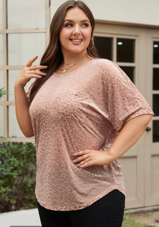 Khaki Leopard Print Plus Size Top