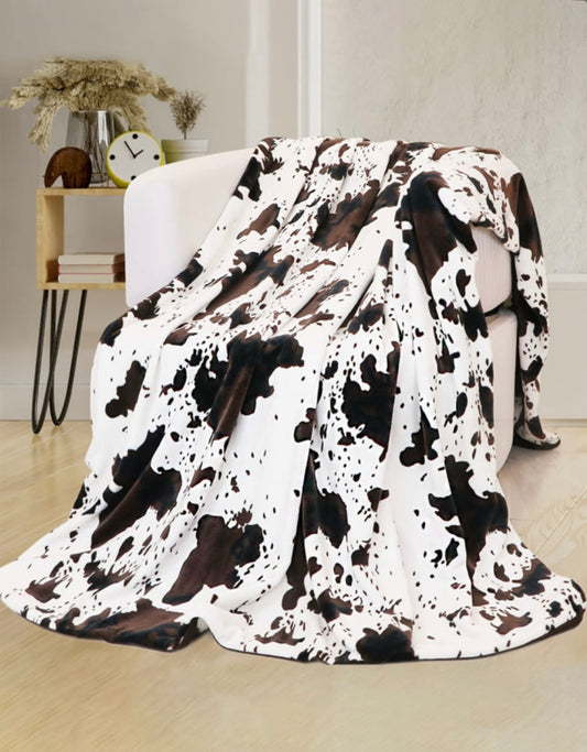 Cow Print Plush Blanket