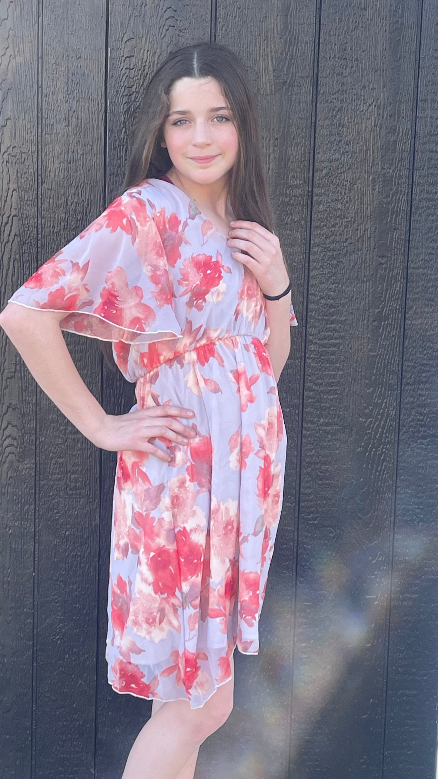 Lilac and Red Floral Dress