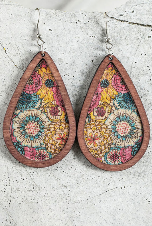 Multicolor Floral Print Drop Earrings