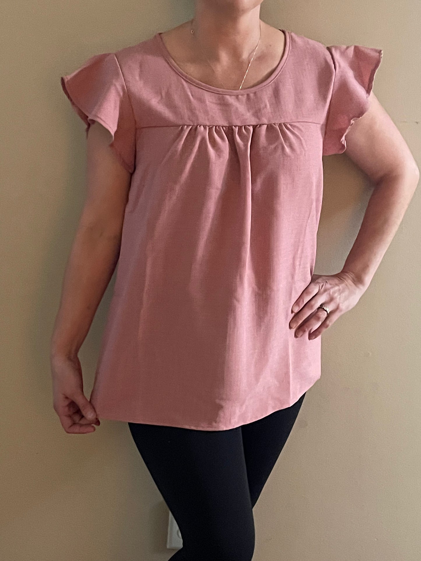 Short Cap Sleeve Pink Blush Top